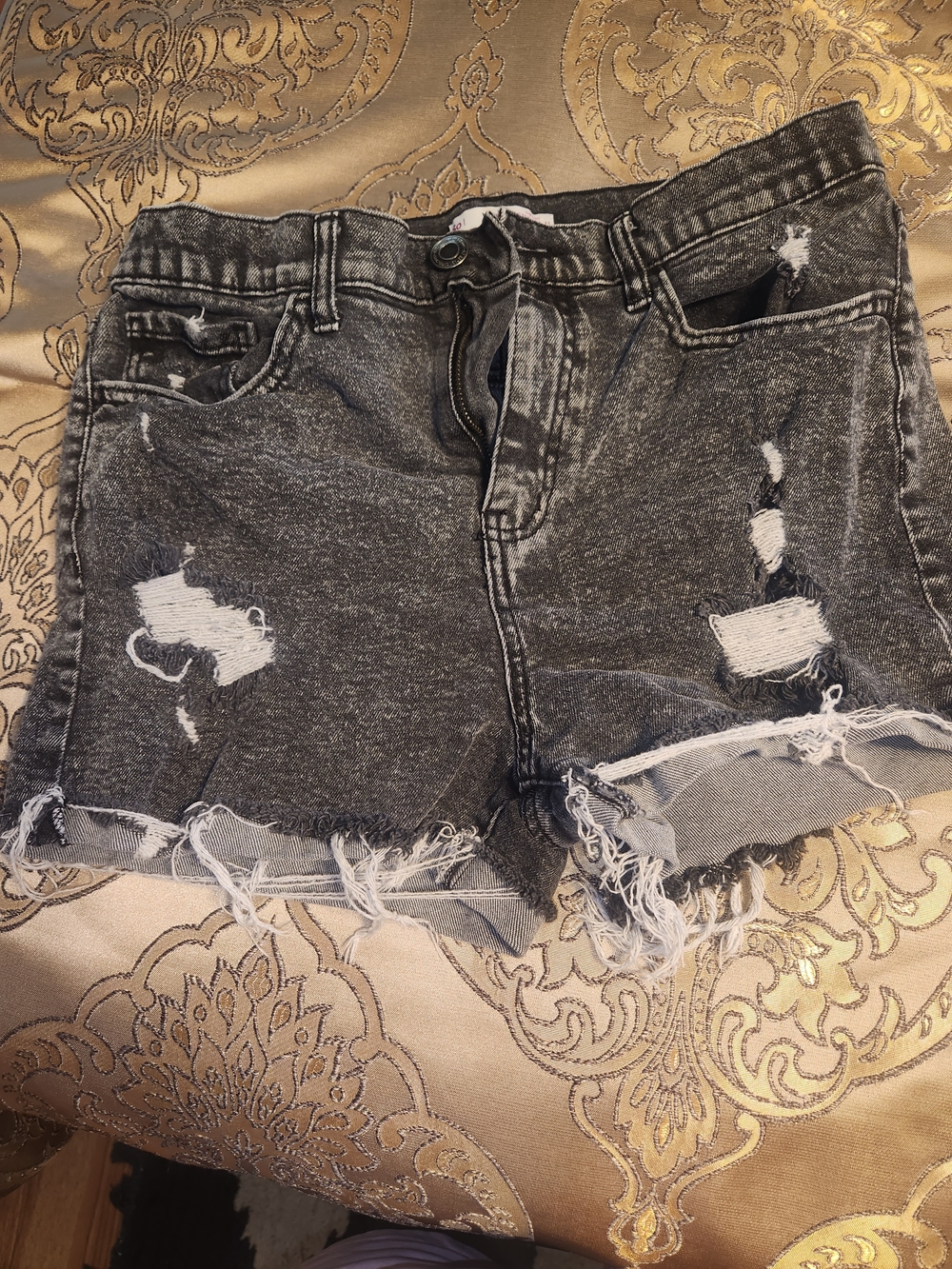 Vintage Black Distressed Denim Shorts